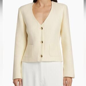 Anine Bing Anitta V-Neck Jacket Ivory Woven Women’s Sz M